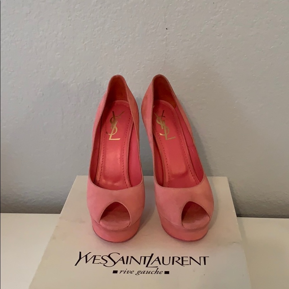 YSL Yves Saint Laurent Peep toe platform heels 37